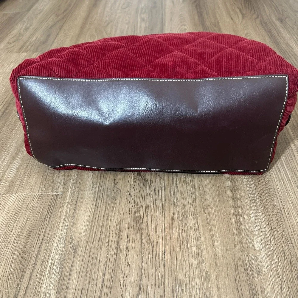 Tommy‎ Hilfiger Burgundy Corduroy Hobo Shoulder Bag Quilted Soft Grunge Y2K